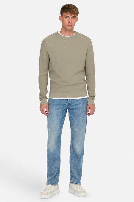 ONSTONY DS 12 LS WAFFLE CREW KNIT NOOS