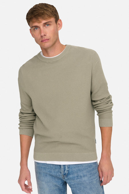 ONSTONY DS 12 LS WAFFLE CREW KNIT NOOS