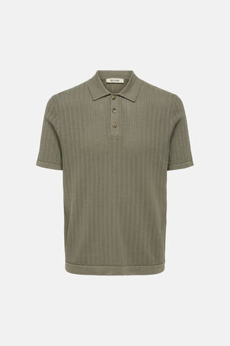 Polo à manches courtes ONLY & SONS, avec une structure tricotée verticale et un col à trois boutons.