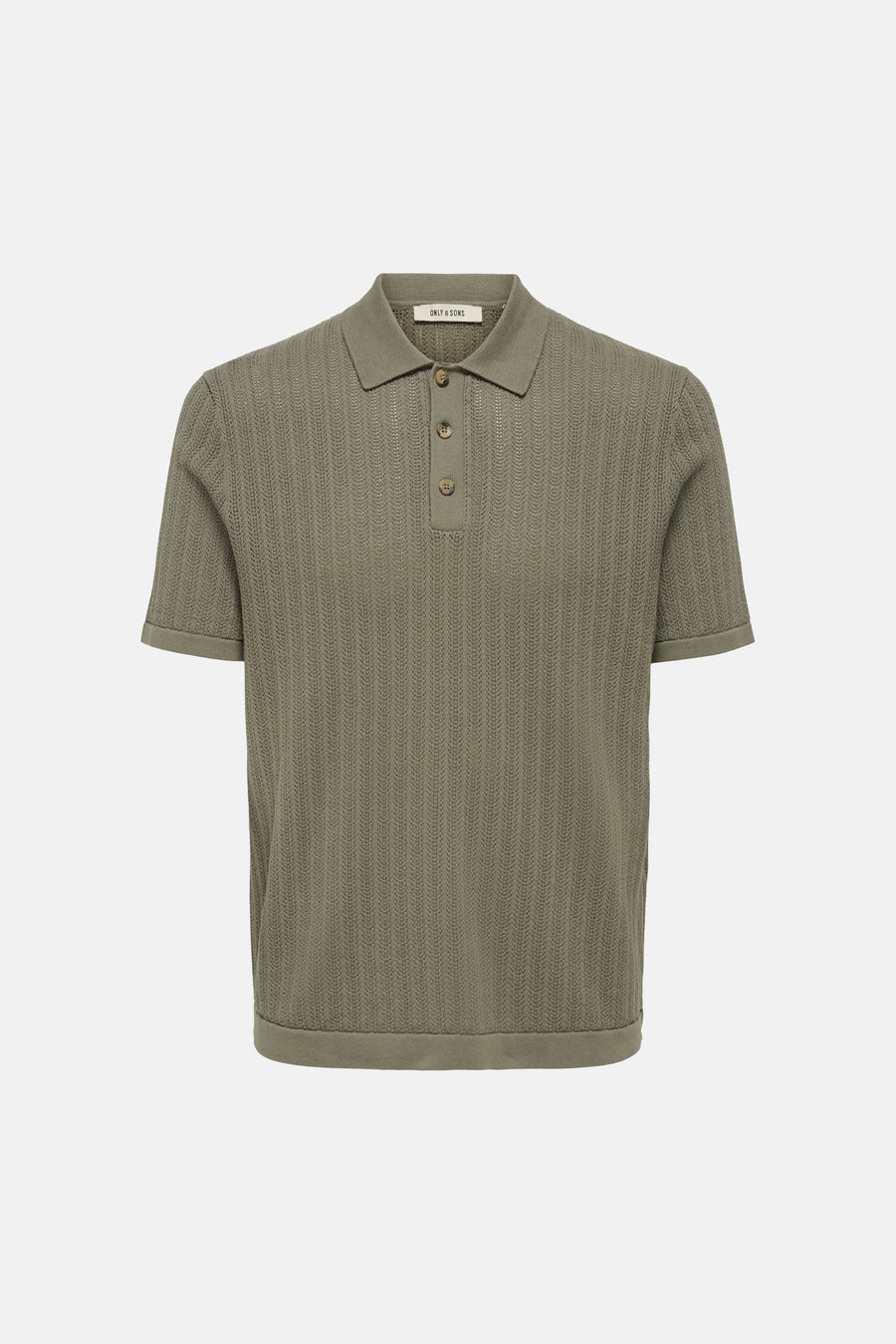 Polo à manches courtes ONLY & SONS, avec une structure tricotée verticale et un col à trois boutons.