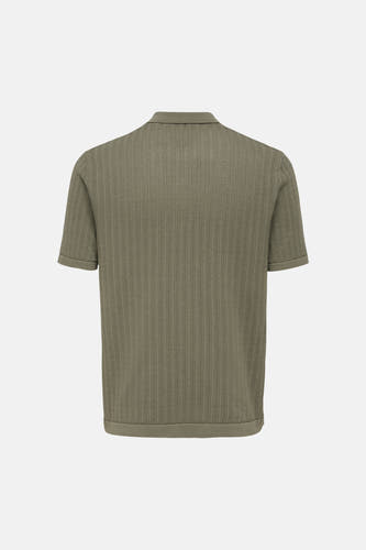 Polo à manches courtes ONLY & SONS® avec motif tricoté vertical, vue arrière.