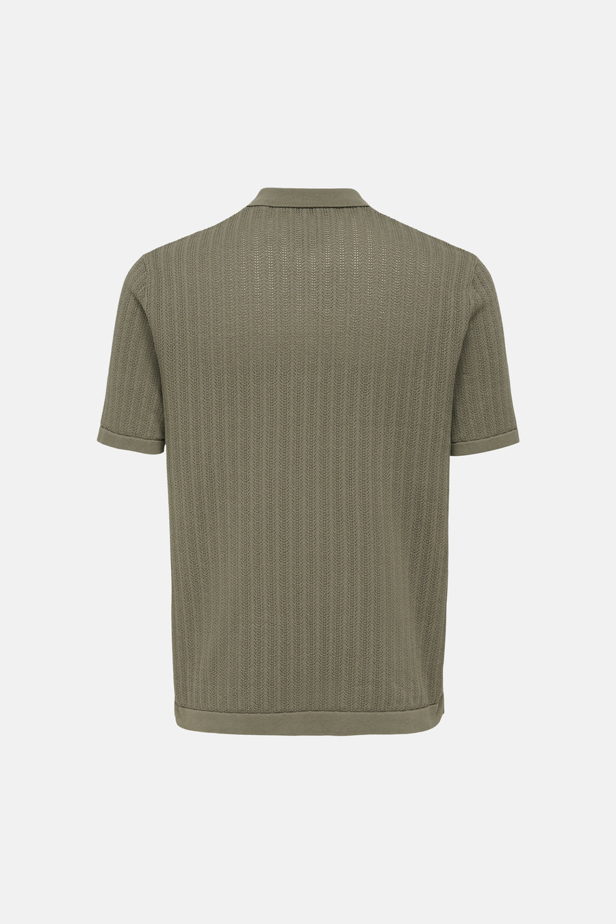 Polo à manches courtes ONLY & SONS® avec motif tricoté vertical, vue arrière.