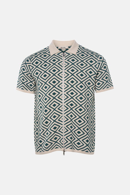 Pull multicolore ONLY & SONS, avec un motif à carreaux géométriques et une fermeture éclair sur le devant.