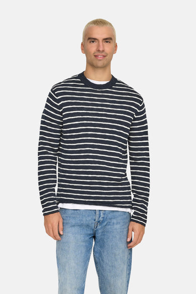 ONSDANNY REG LS STRIPE CREW KNIT