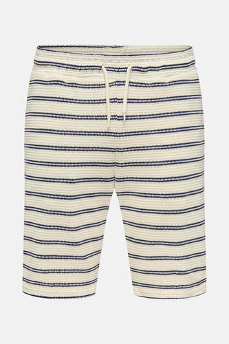 Short ecru trousers from ONLY & SONS with dark blue stripes and a back pocket.