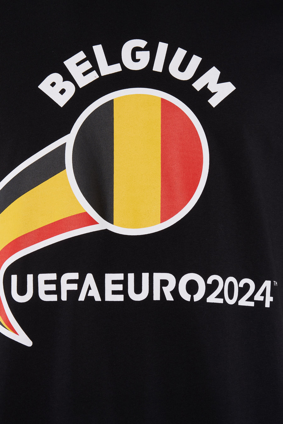 T-shirt noir à manches courtes de ONLY & SONS®, doté du drapeau belge et d'une impression "UEFA EURO 2024".