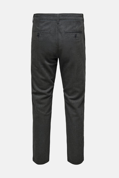 Pantalon gris d'ONLY & SONS, avec un motif de rayures subtil et des poches arrière à boutons.