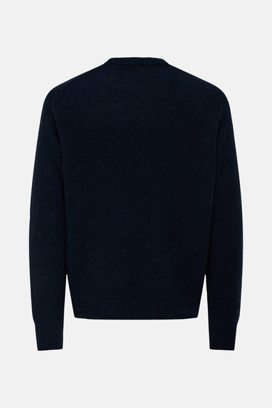 T-shirt bleu avec col rond de ONLY & SONS, couleur unie foncée et texture fine trissée.