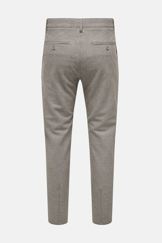 Pantalon beige de ONLY & SONS avec poches arrière et boutons, couleur unie.
