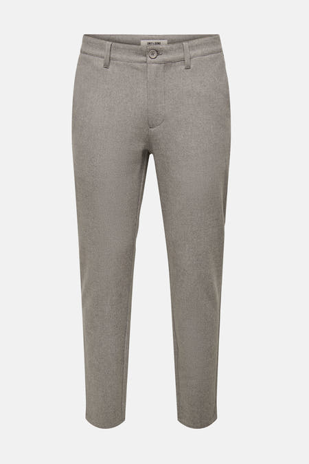 Pantalon beige de ONLY & SONS, couleur unie, avec une longueur de jambe courte.
