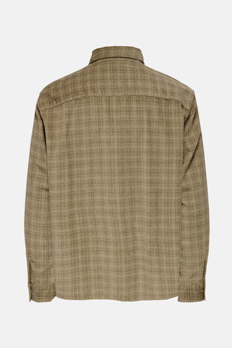 Chemise beige à longues manches de ONLY & SONS, avec un motif de fenêtre subtil et une col classique sur le dos.