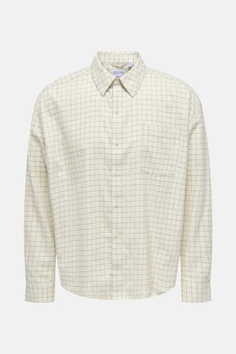 Chemise écru à manches longues de ONLY & SONS®, avec un fin motif à carreaux et des plis sur le dos.