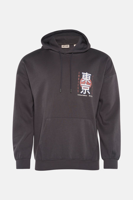 Pull gris à capuche ONLY & SONS®, avec des manches longues et une poche kangourou.