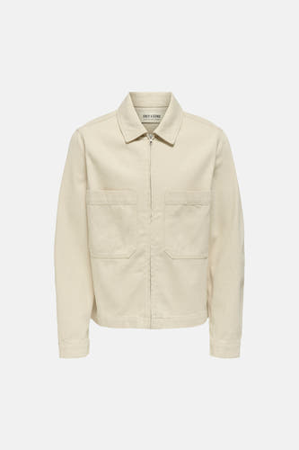 Veste en jean écru de ONLY & SONS, à manches longues et deux poches poitrine.