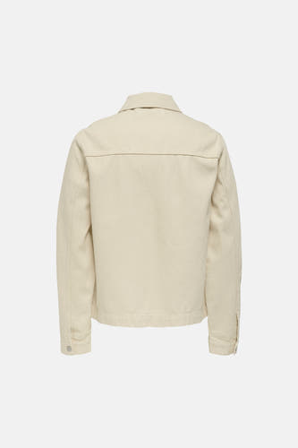 Veste en jean écru de ONLY & SONS, avec fermeture à boutons et coupe droite, vue de dos.