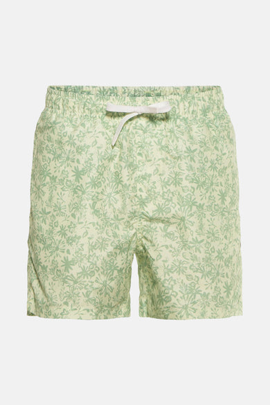 Maillot de bain vert d'ONLY & SONS, avec motif floral et cordon blanc.