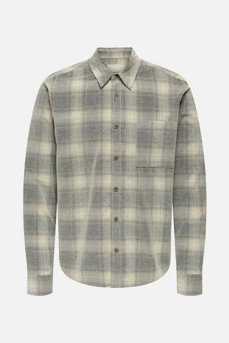 Chemise grise à longues manches de ONLY & SONS®, avec un motif à carreaux et une poche po.