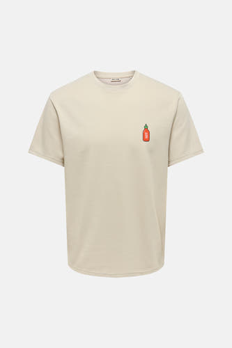 T-shirt beige à manches courtes ONLY & SONS®, dos uni avec col rond.