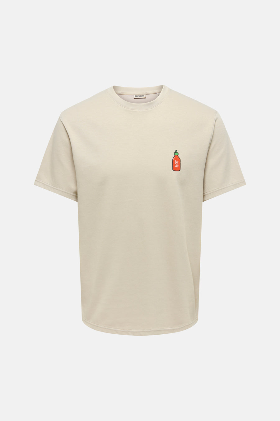 T-shirt beige à manches courtes ONLY & SONS®, dos uni avec col rond.