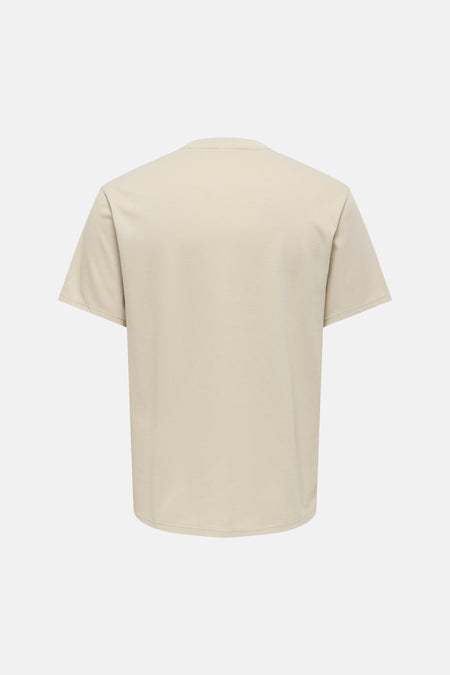 Beige T-shirt met korte mouwen van ONLY & SONS®, glad achteraanzicht met ronde hals.