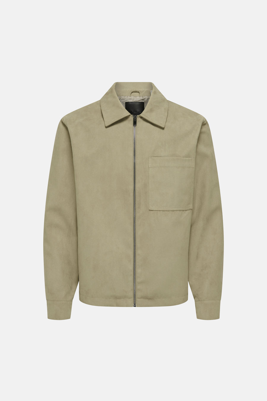 Manteau court beige de ONLY & SONS, avec des manches longues, une fermeture éclair et un poche poitrine.