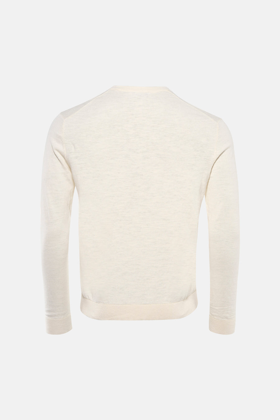 Pull écru à col rond de ONLY & SONS, tricoté uni et à manches longues, vu de dos.