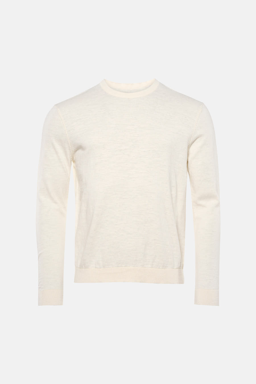 Ecrukleurige trui met ronde hals van ONLY & SONS®, effen gebreid en met lange mouwen.