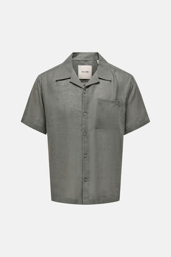 Chemise kaki à manches courtes ONLY & SONS® avec col à revers, tissu texturé et poche poitrine.