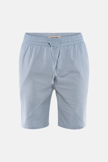 Blauwe short van ONLY & SONS met elastische tailleband, trekkoord en geweven textuur.