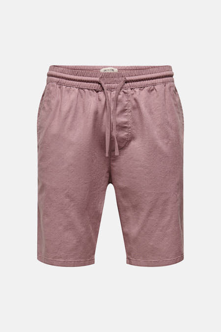 Short rose ONLY & SONS, avec taille élastique et cordon de serrage.