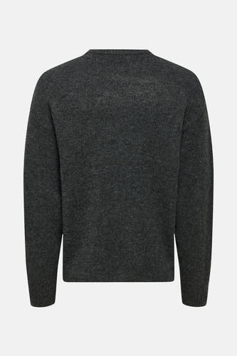 Sweat-shirt gris avec col rond de ONLY & SONS®, texture lisse et longues manches, vue arrière.