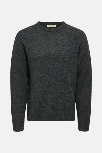Sweat gris à col rond de ONLY & SONS, avec une texture fine trée.