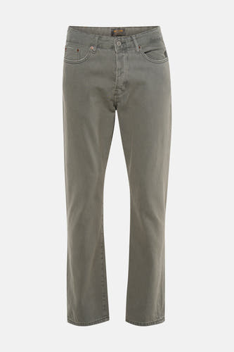 Jeans kaki pour homme de ONLY & SONS avec style classique 5 poches, délavage clair et braguette à boutons, devant.
