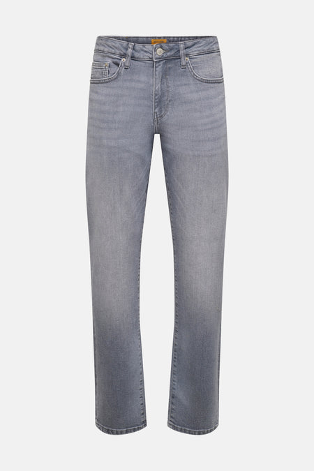 Jeans straight van lichtgrijze denim van ONLY & SONS, met een klassieke vijf-pocket styling.
