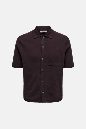 Pull marron ONLY & SONS® à manches courtes et texture tricotée fine, dos.