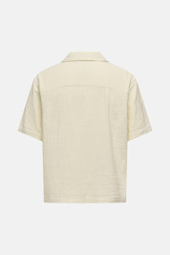 Chemise écru à manches courtes ONLY & SONS® avec texture froissée, dos.