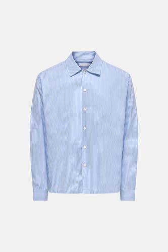 Chemise rayée bleue à manches longues ONLY & SONS®, vue arrière.
