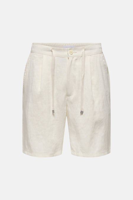 Short écru ONLY & SONS, avec cordon de serrage et plis subtils à l'avant.