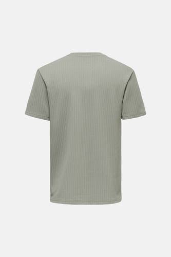 T-shirt vert à manches courtes en maille fine ONLY & SONS®, vue arrière.