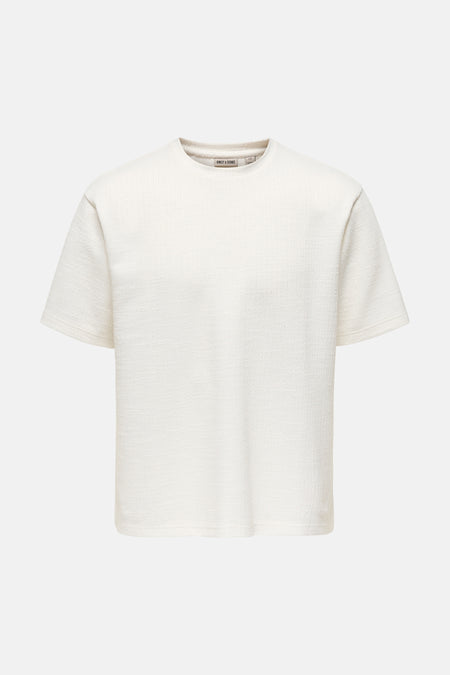 T-shirt blanc à manches courtes ONLY & SONS, dos avec texture tissée.
