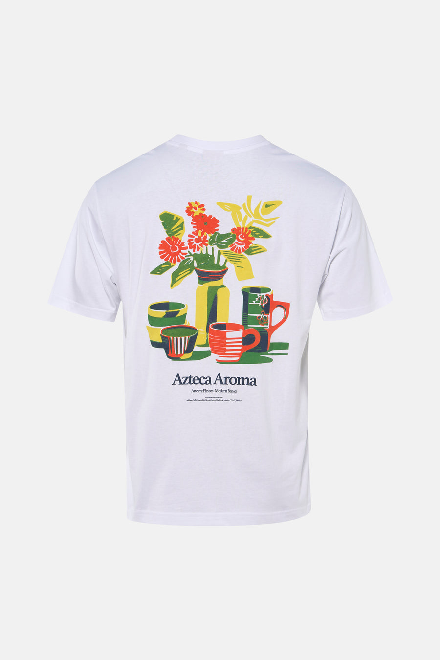 T-shirt blanc à manches courtes ONLY & SONS®, avec un imprimé coloré de fleurs et de têtes au dos.