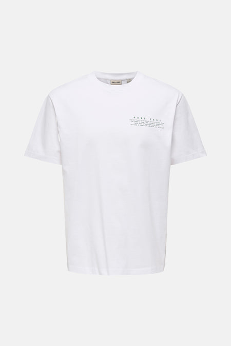 T-shirt blanc à manches courtes ONLY & SONS® avec imprimé citron et orange au dos.