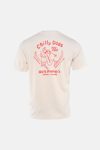 T-shirt écru à manches courtes de ONLY & SONS®, avec une impression "Chilly Dogs" sur le dos.