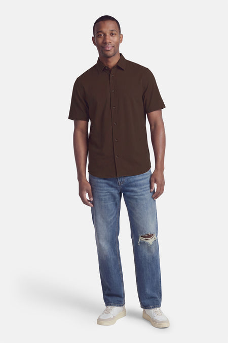 Chemise à manches courtes - brun