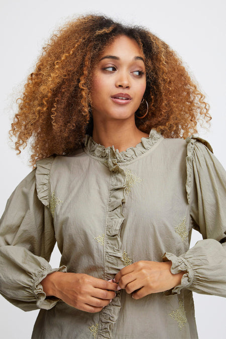 Chemise &agrave; manches longues - beige