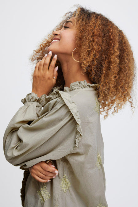 Chemise &agrave; manches longues - beige