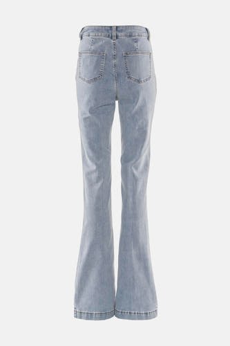 Jean bootcut bleu clair de Morgan De Toi, avec des poches arrière et une fermeture à l'avant.