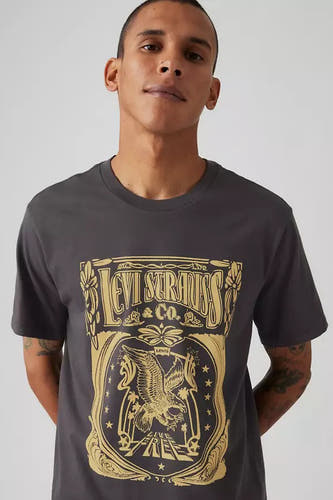 T-shirt gris à manches courtes de Levi's® avec une impression graphique d'un aigle.