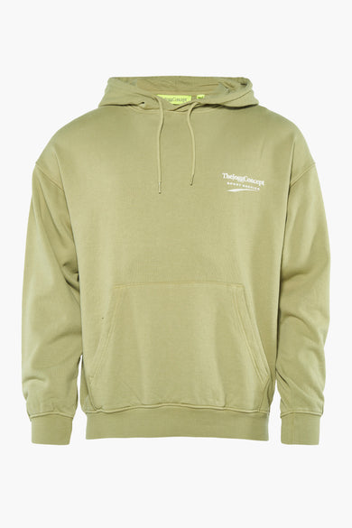 Sweater vert avec capuche de THEJOGGCONCEPT, avec impression de logo blanc sur le dos.
