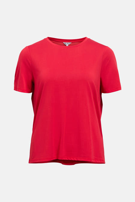 T-shirt rouge à manches courtes d'OBJECT. Couleur simple et unie, avec un col rond classique.